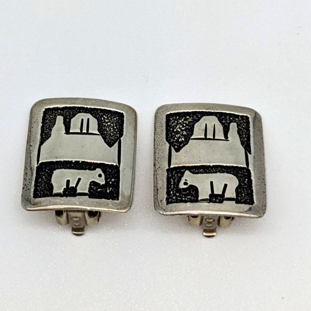 Vintage Tommy Singer Sterling Silver Clip On Earrings